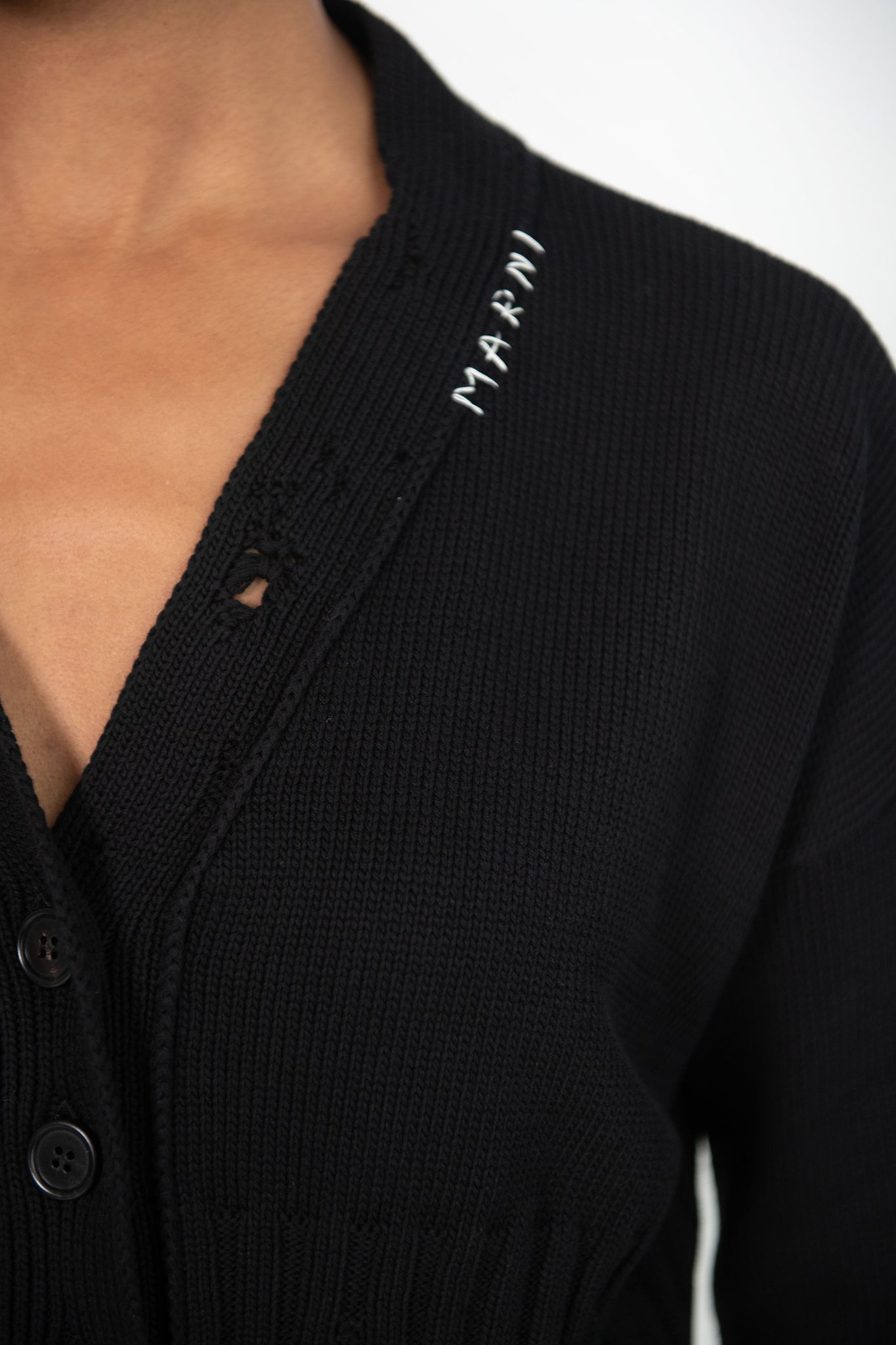 MARNI - Cotton Cropped Cardigan, black