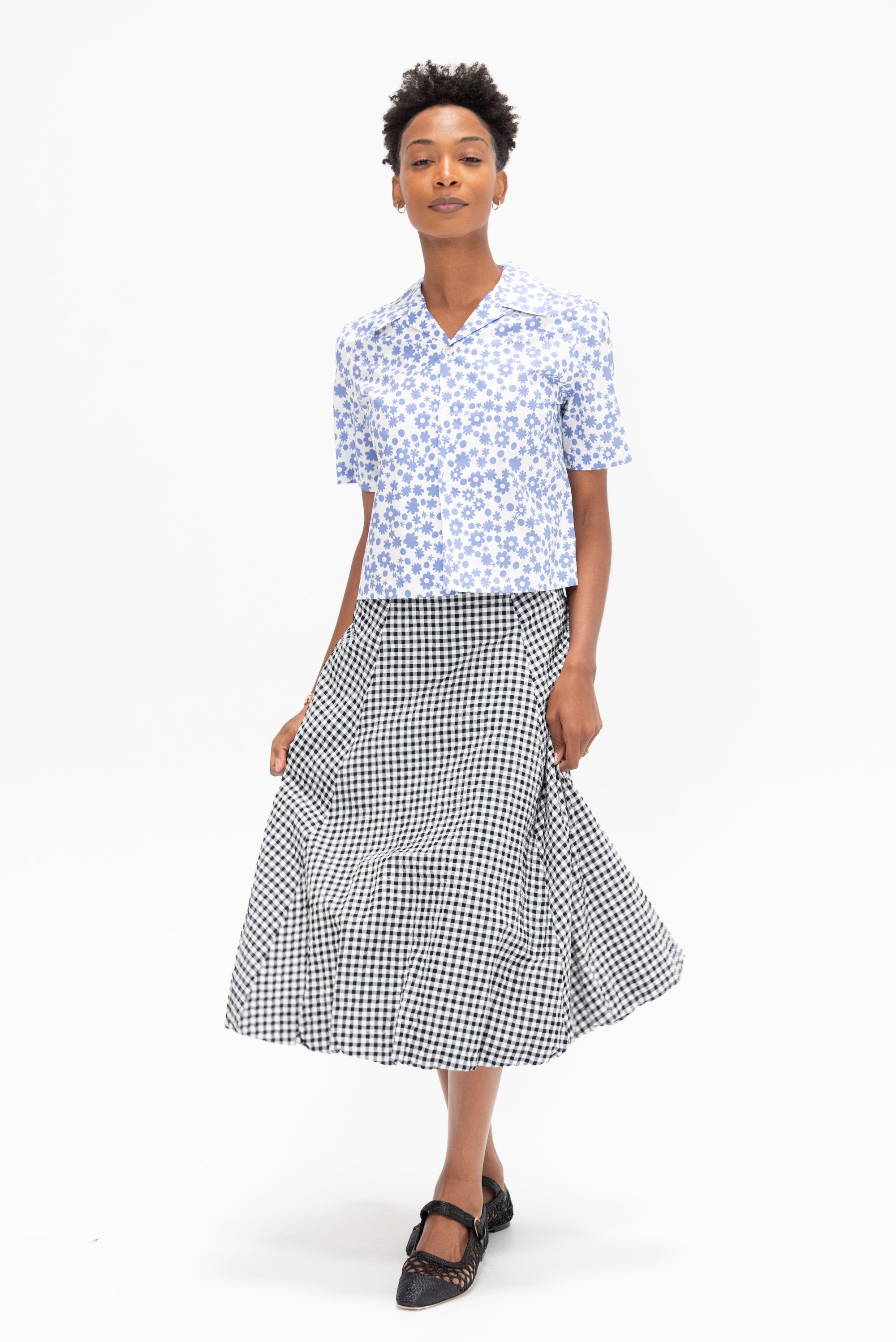 Poplin Bowling Shirt, Blue Lilac