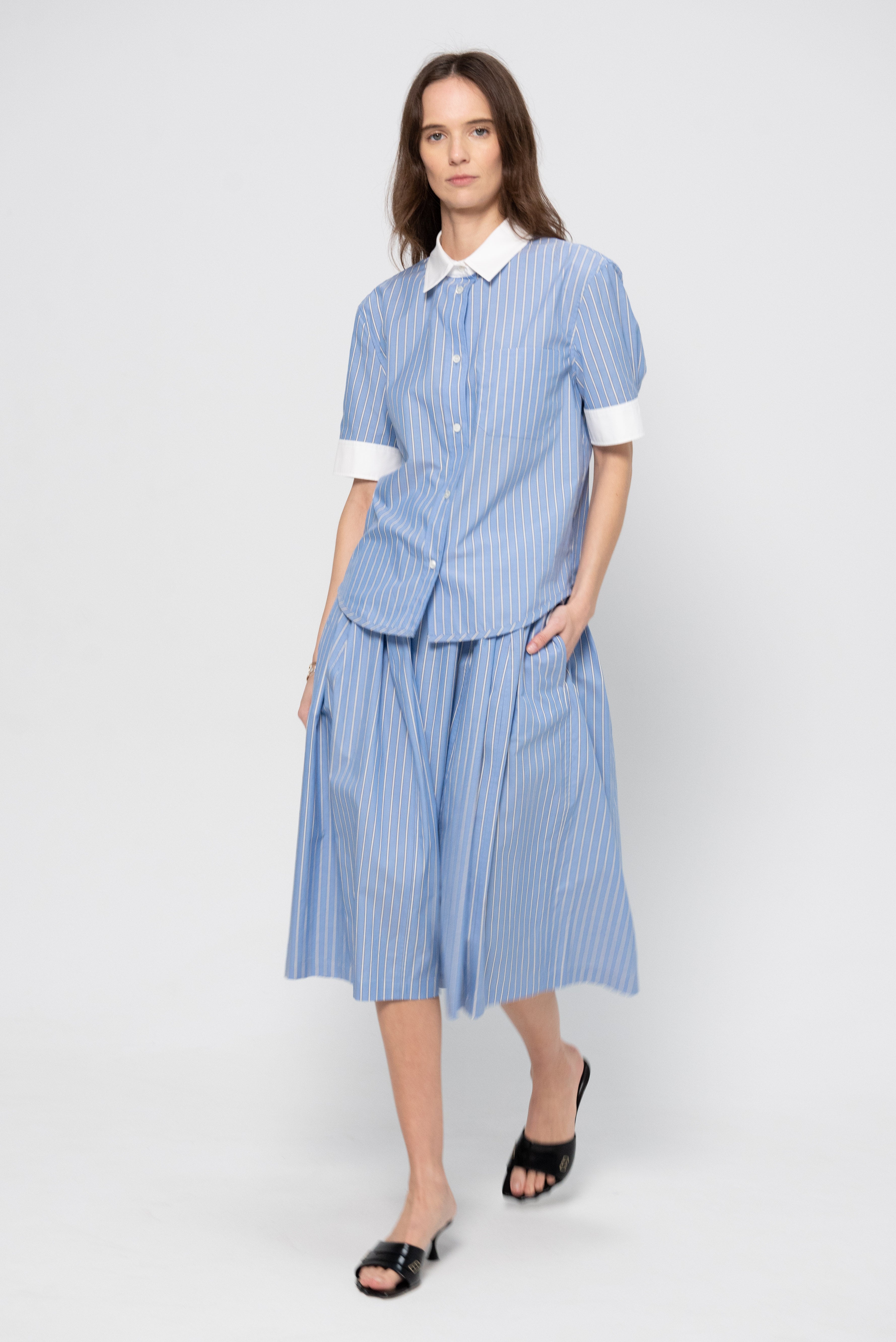 ホット セールの通販 Loose Skirt Marni Fitting Pleat Kick – Blue China Egg-shaped, スカート