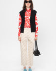 Silk Shirt with Dillies print, Crimson