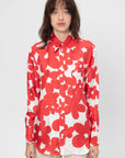 Silk Shirt with Dillies print, Crimson