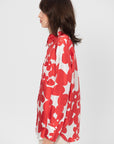 Silk Shirt with Dillies print, Crimson