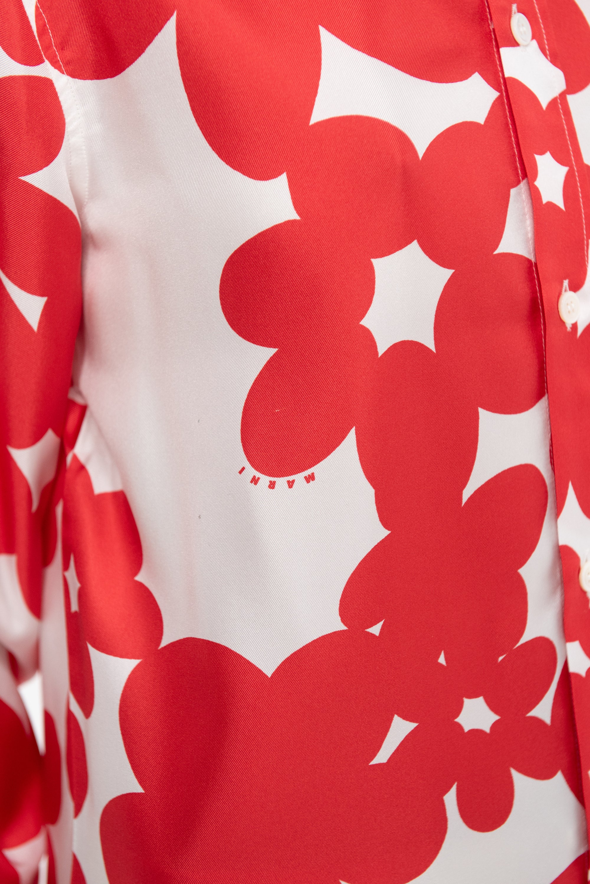 Silk Shirt with Dillies print, Crimson
