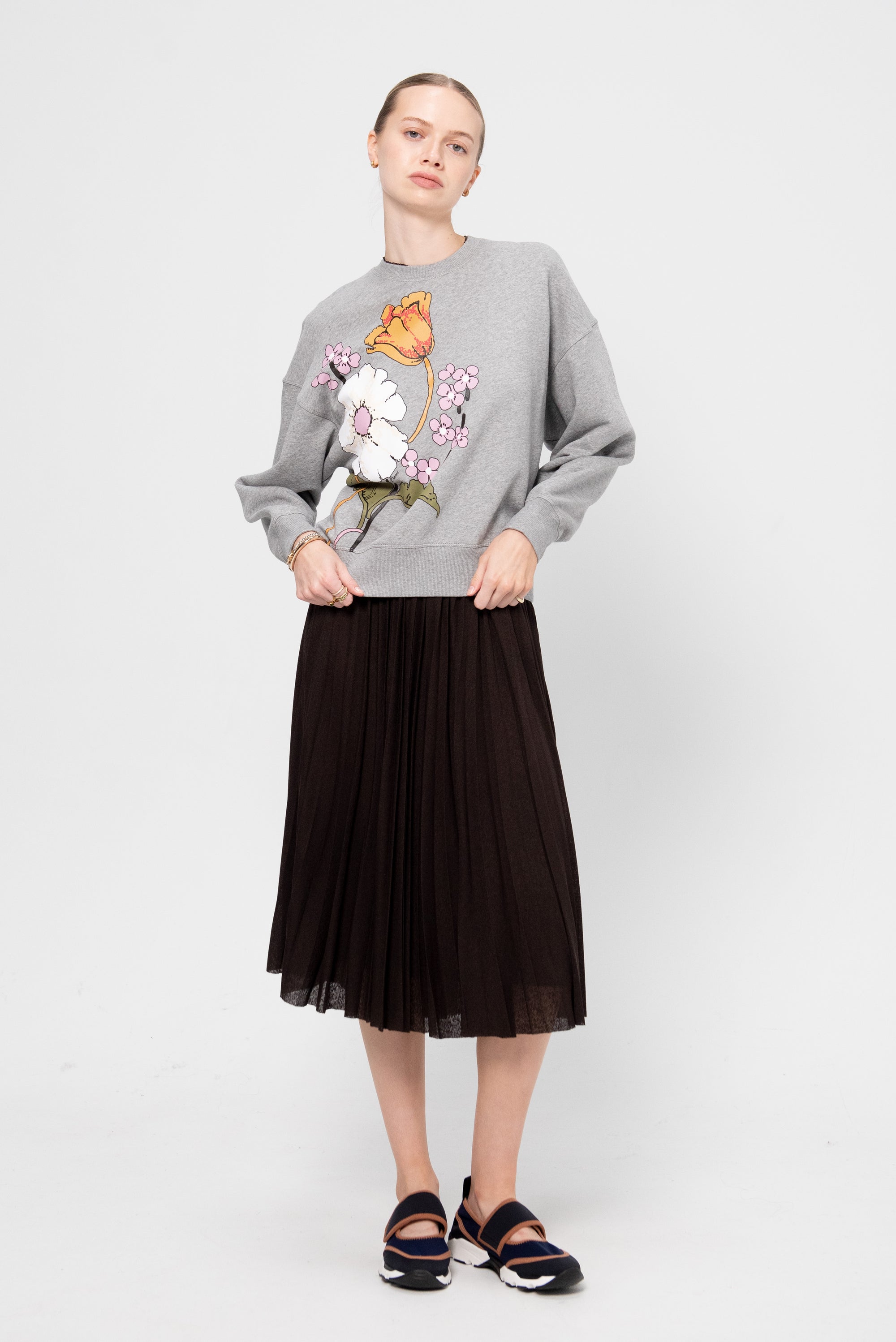 Melodia Floral Print Sweatshirt, Inox