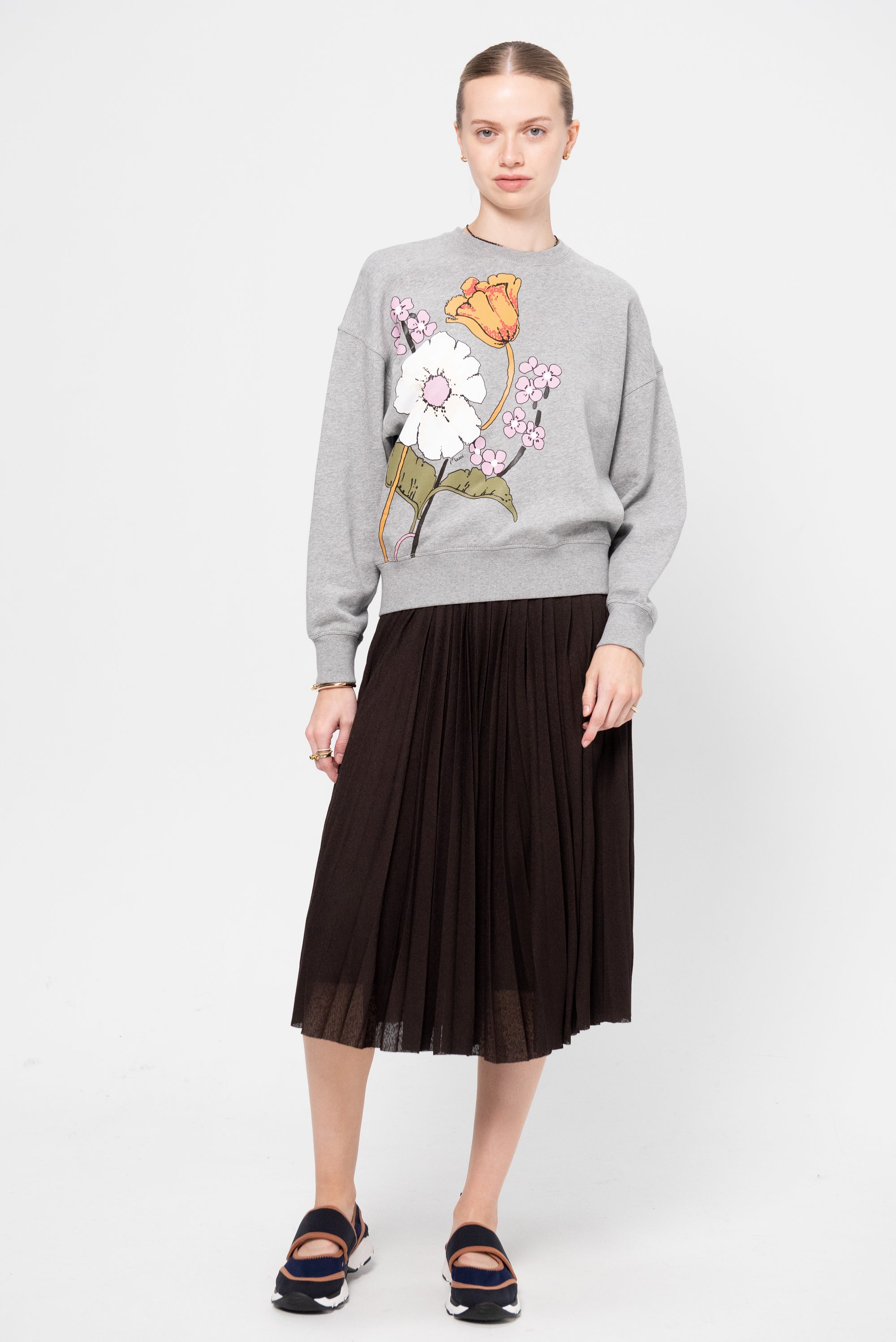 Melodia Floral Print Sweatshirt, Inox