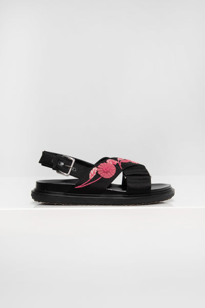 【MARNI】 FUSSBETT CALFSKIN SANDALS MARNI Fussbett Shearling-Trimmed Leather Sandals Size 8