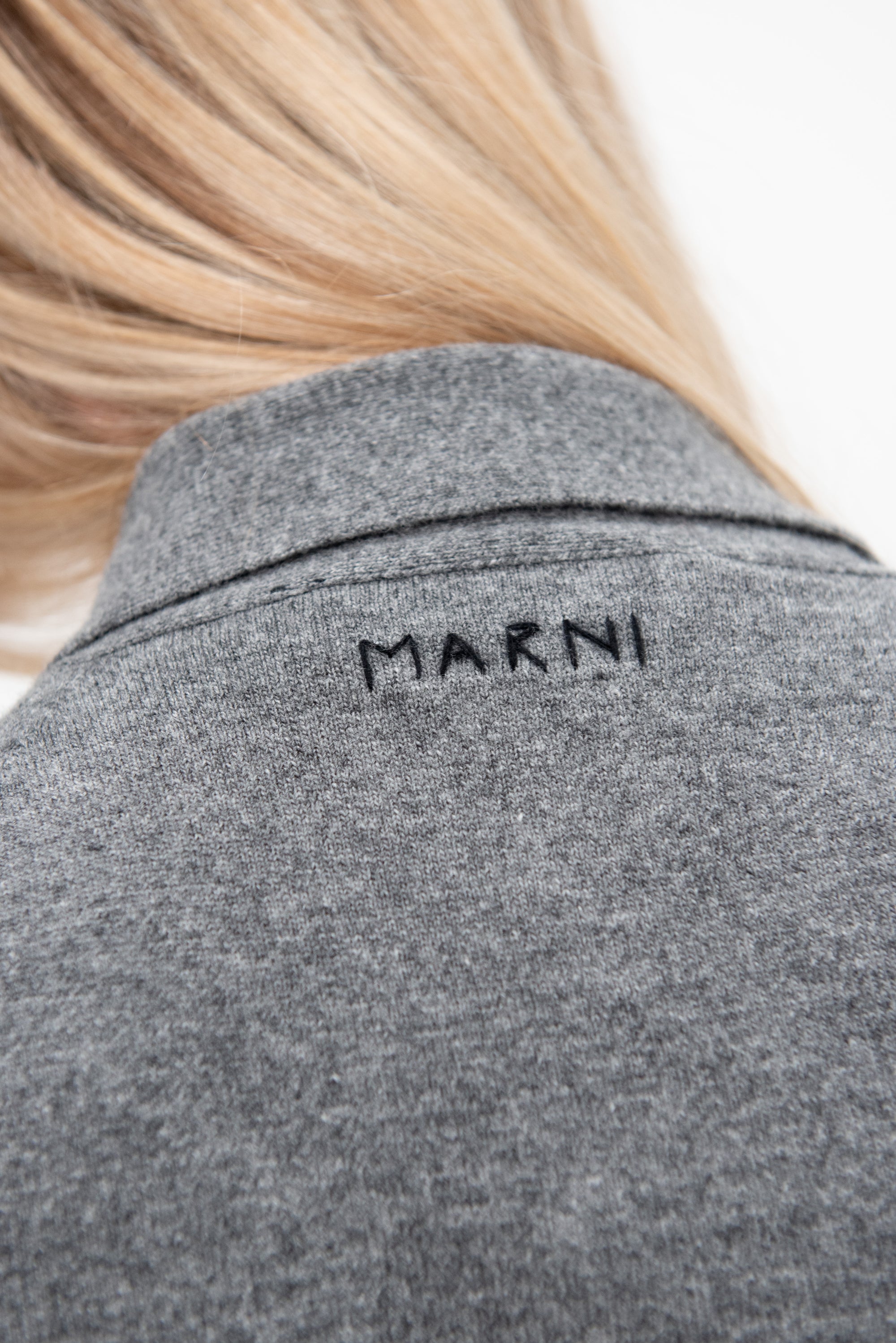 Bicolor Placket Cardigan, Graphite