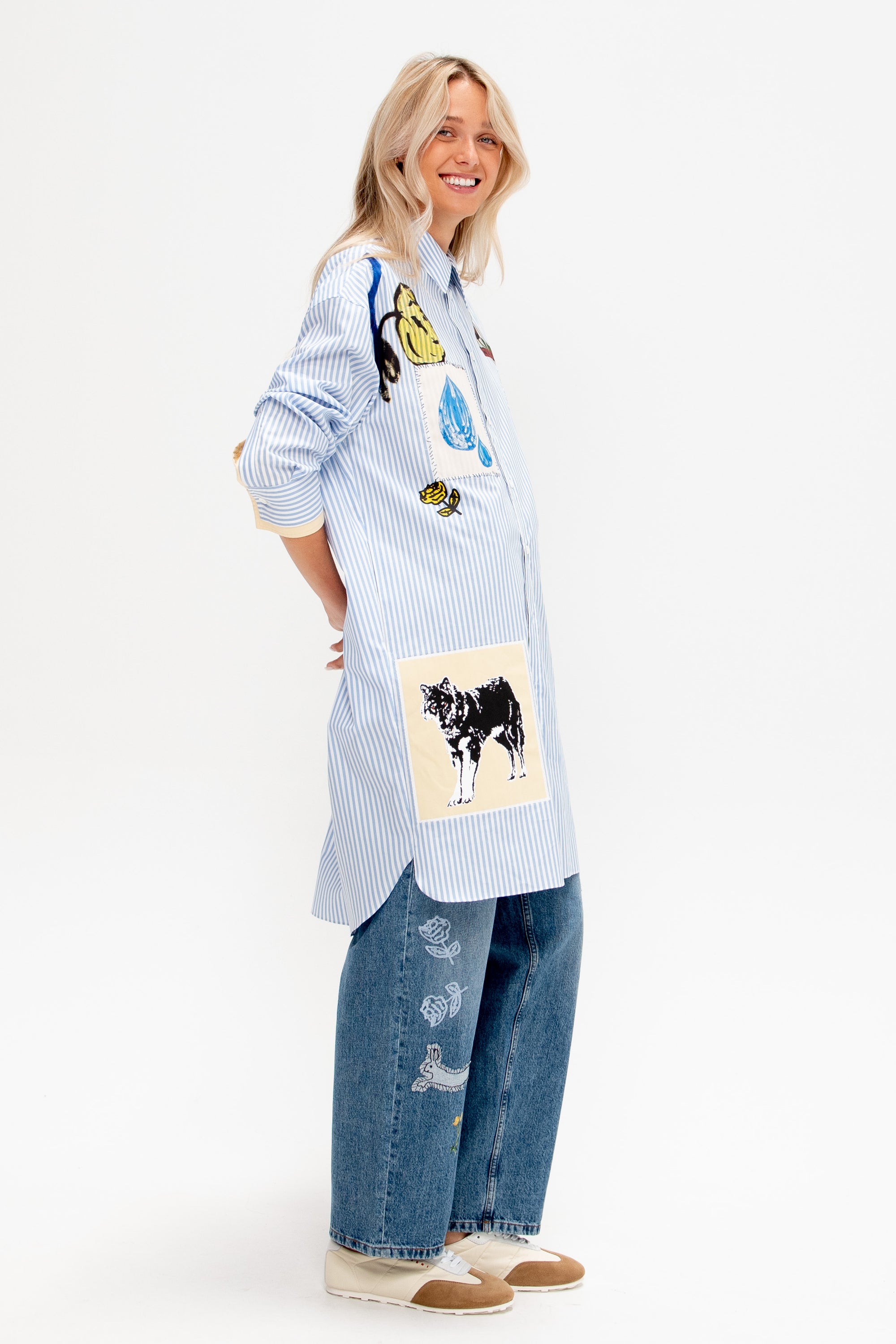 Poplin Shirt Dress, Iris Blue