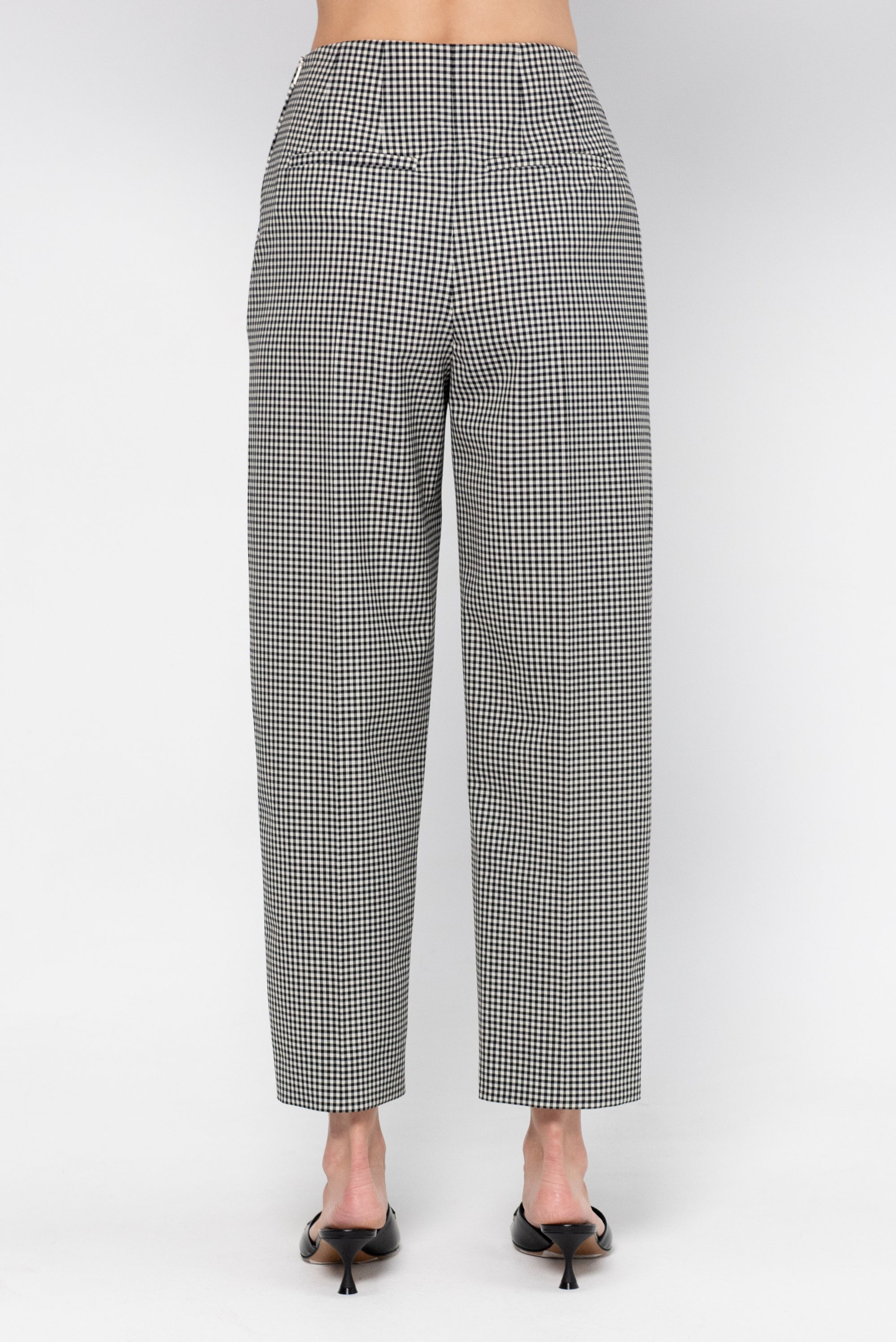 Checked Wool Blend Trousers, Black &amp; White