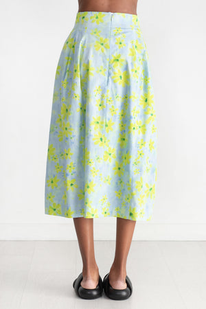 Marni floral-print silk skirt - White