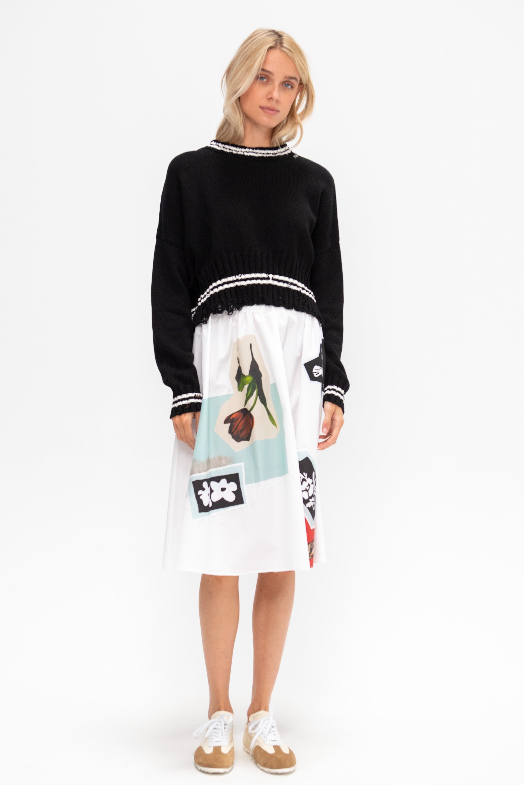 Poplin A-line Skirt, Lily White