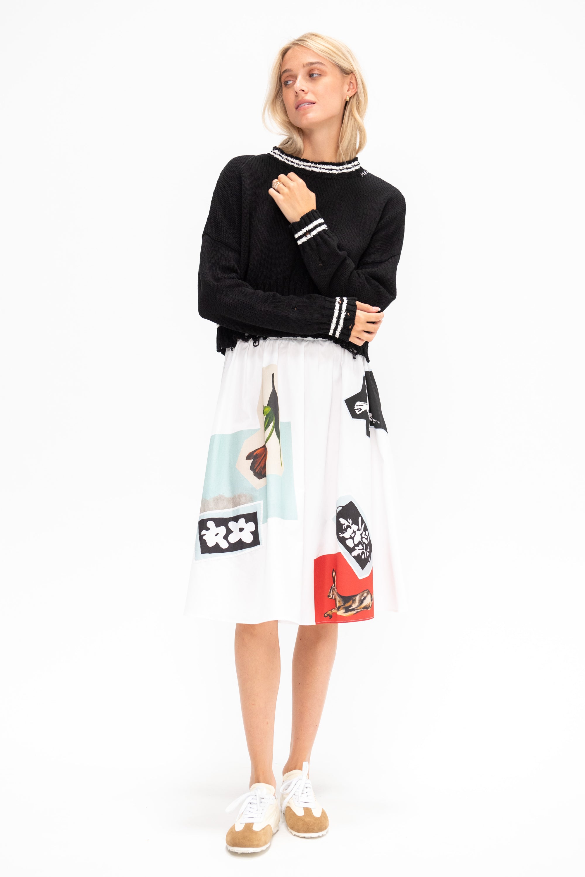 Poplin A-line Skirt, Lily White