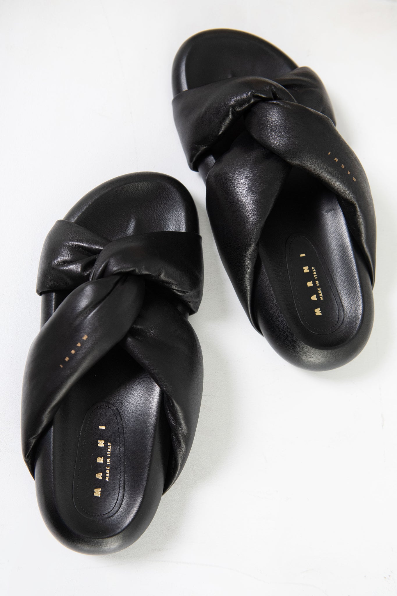 MARNI - Twisted Leather Bubble Sandal, Black