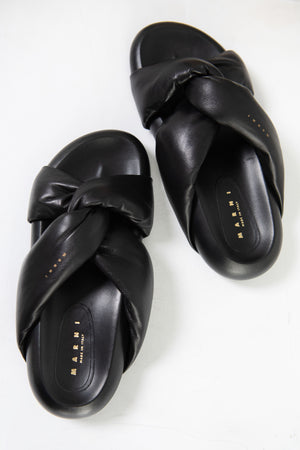 MARNI - Twisted Leather Bubble Sandal, Black