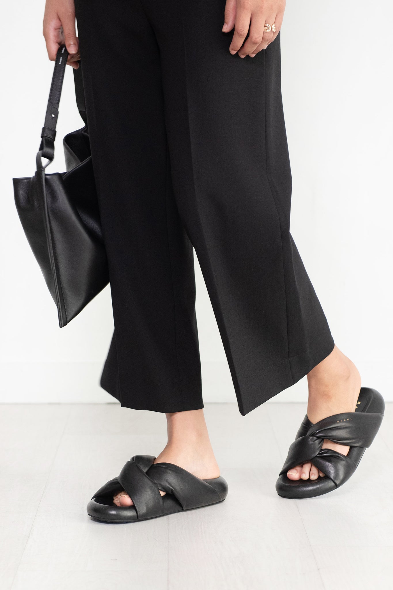 MARNI - Twisted Leather Bubble Sandal, Black