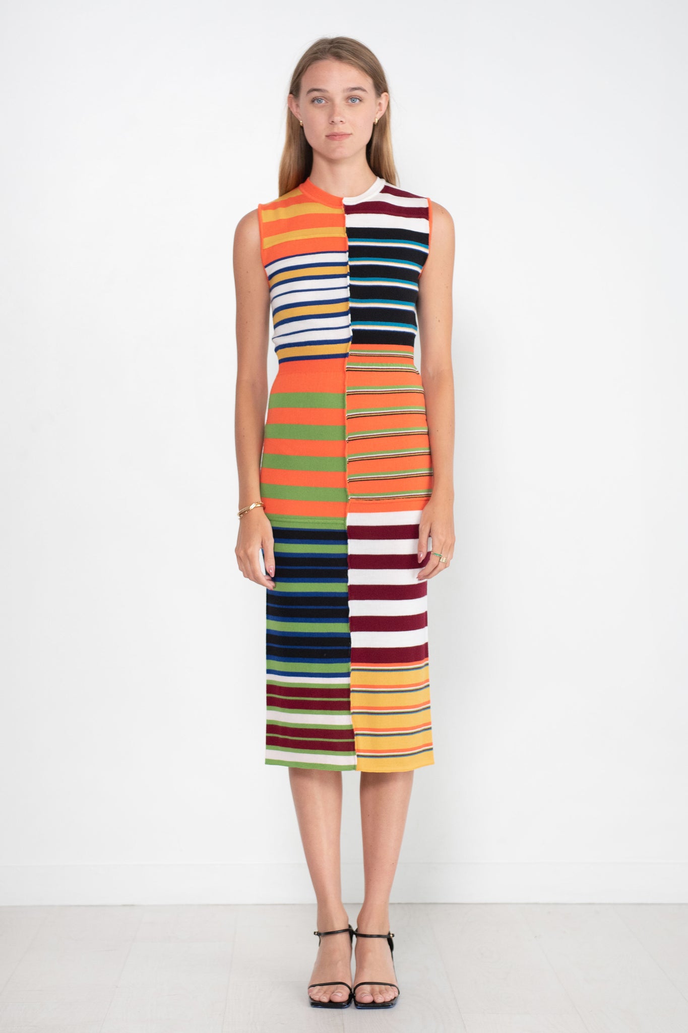 MARNI - Patchwork Stripe Knit Dress, Multicolor