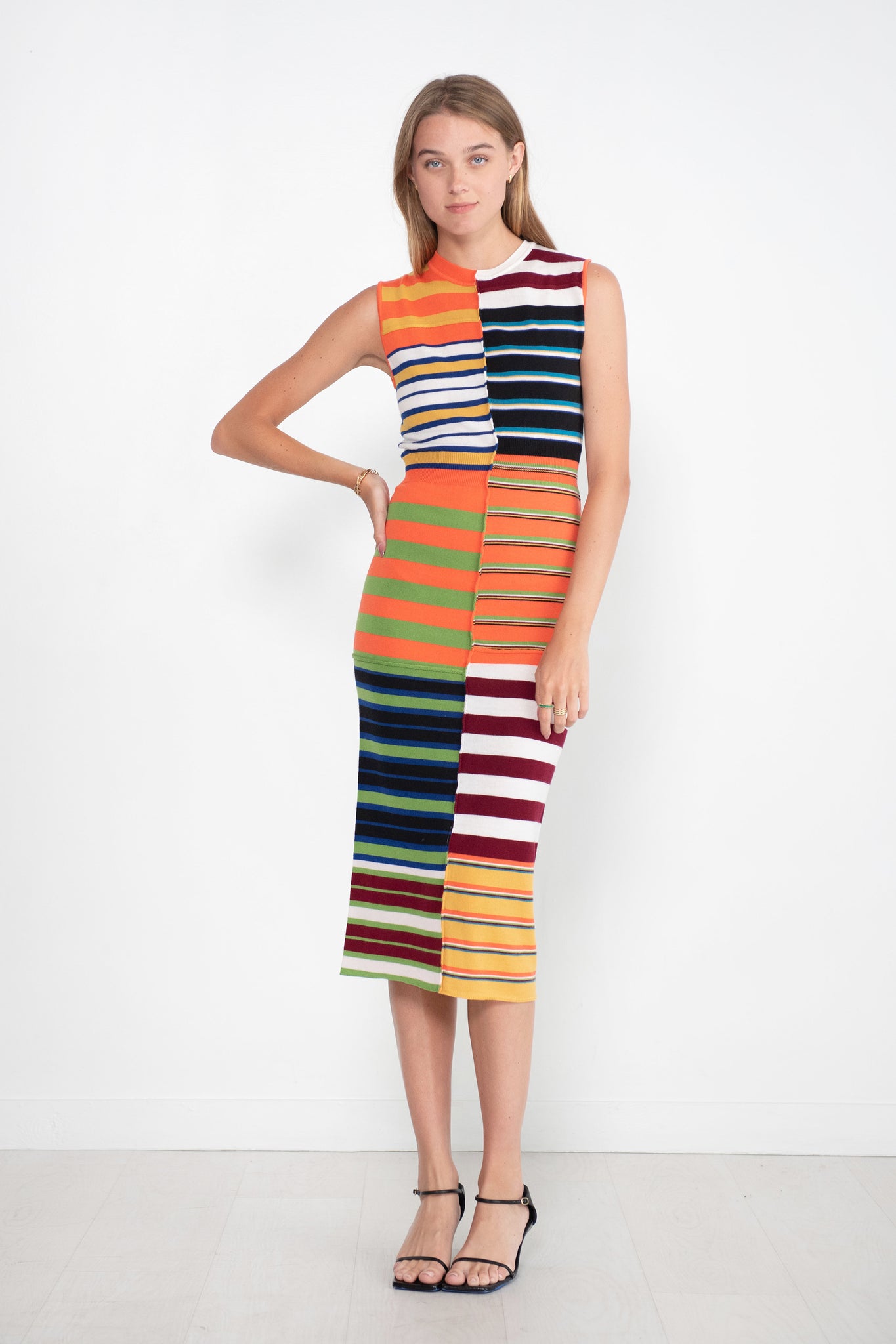 MARNI - Patchwork Stripe Knit Dress, Multicolor