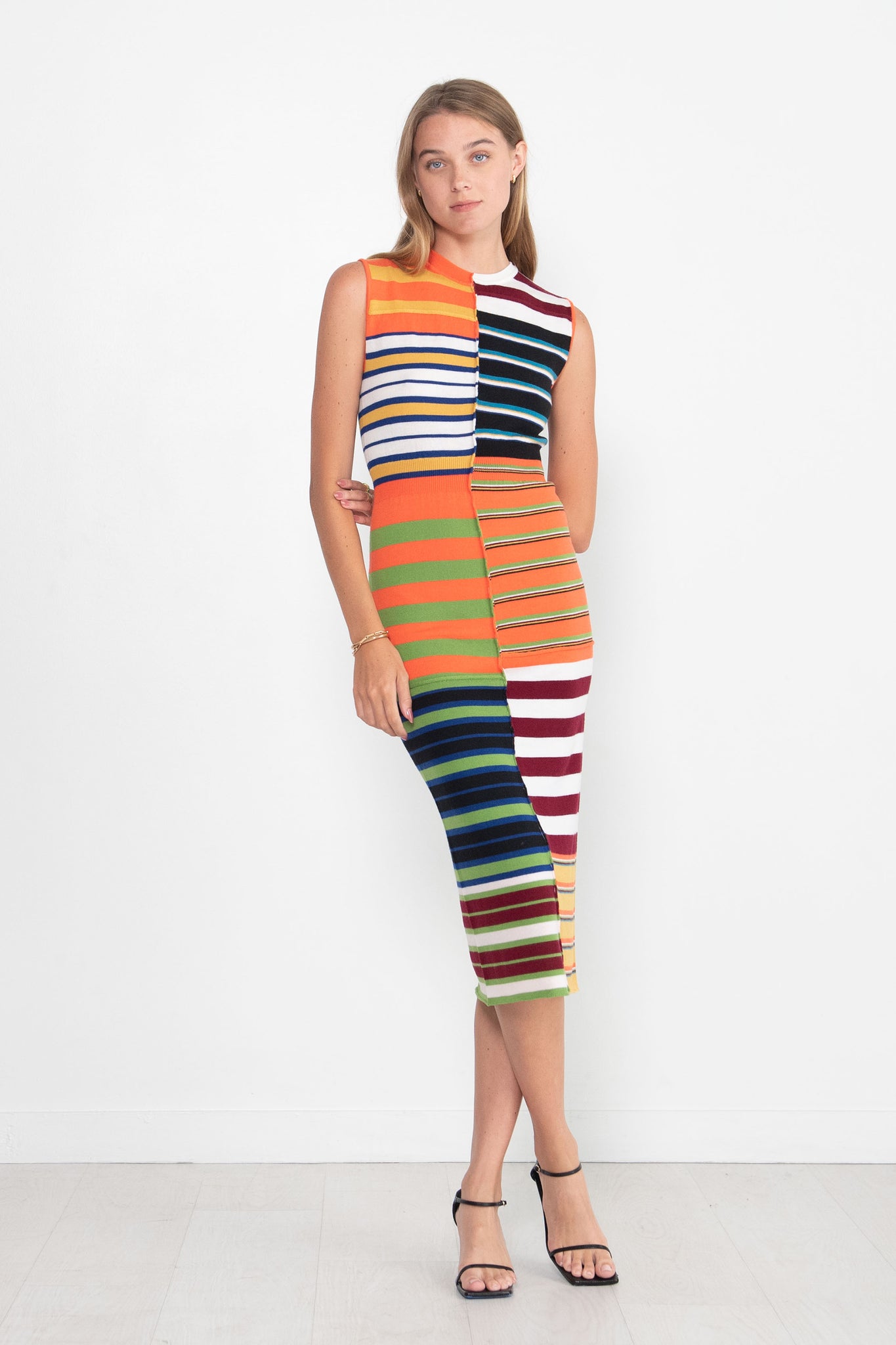 MARNI - Patchwork Stripe Knit Dress, Multicolor