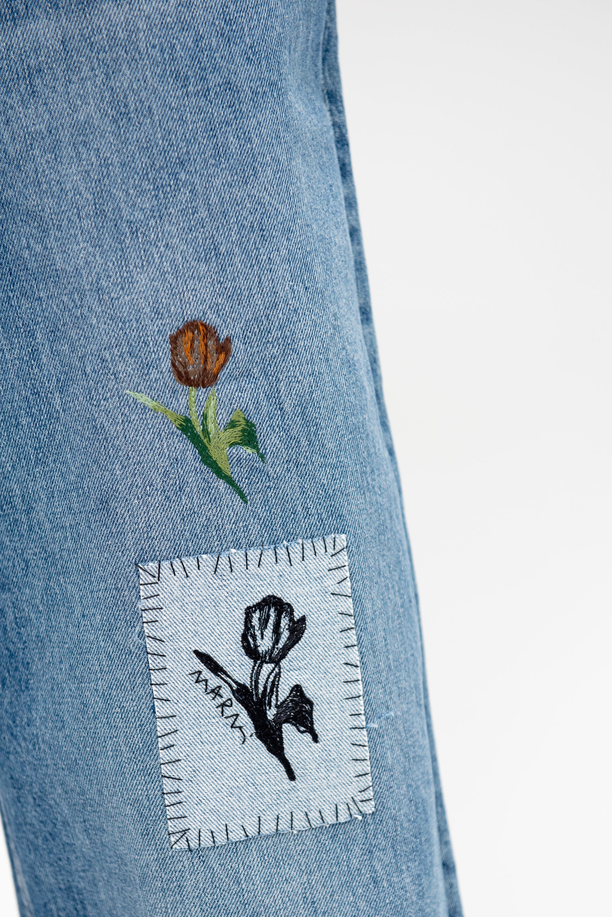 Embroidered Jeans, Azure