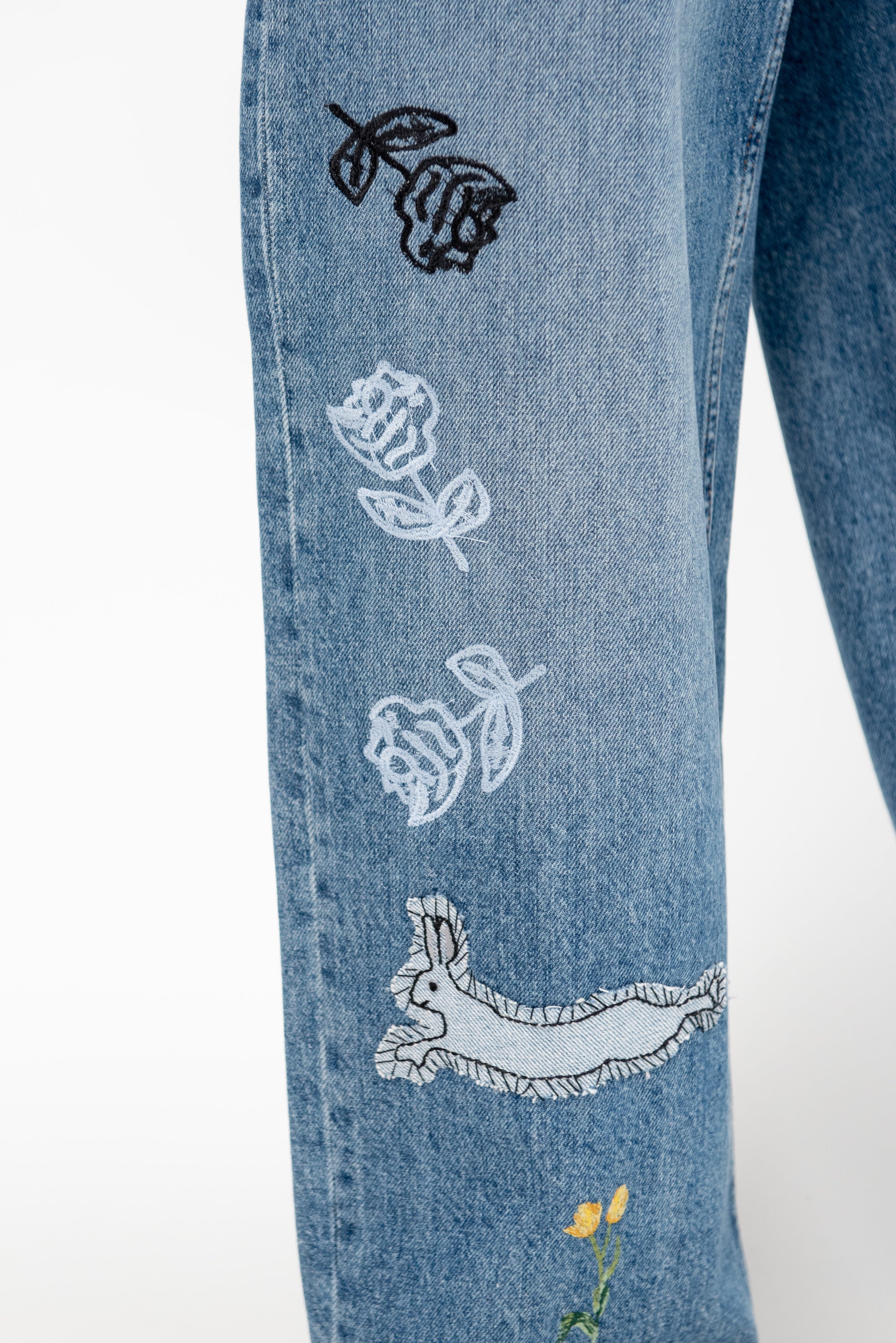 Embroidered Jeans, Azure