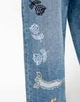 Embroidered Jeans, Azure