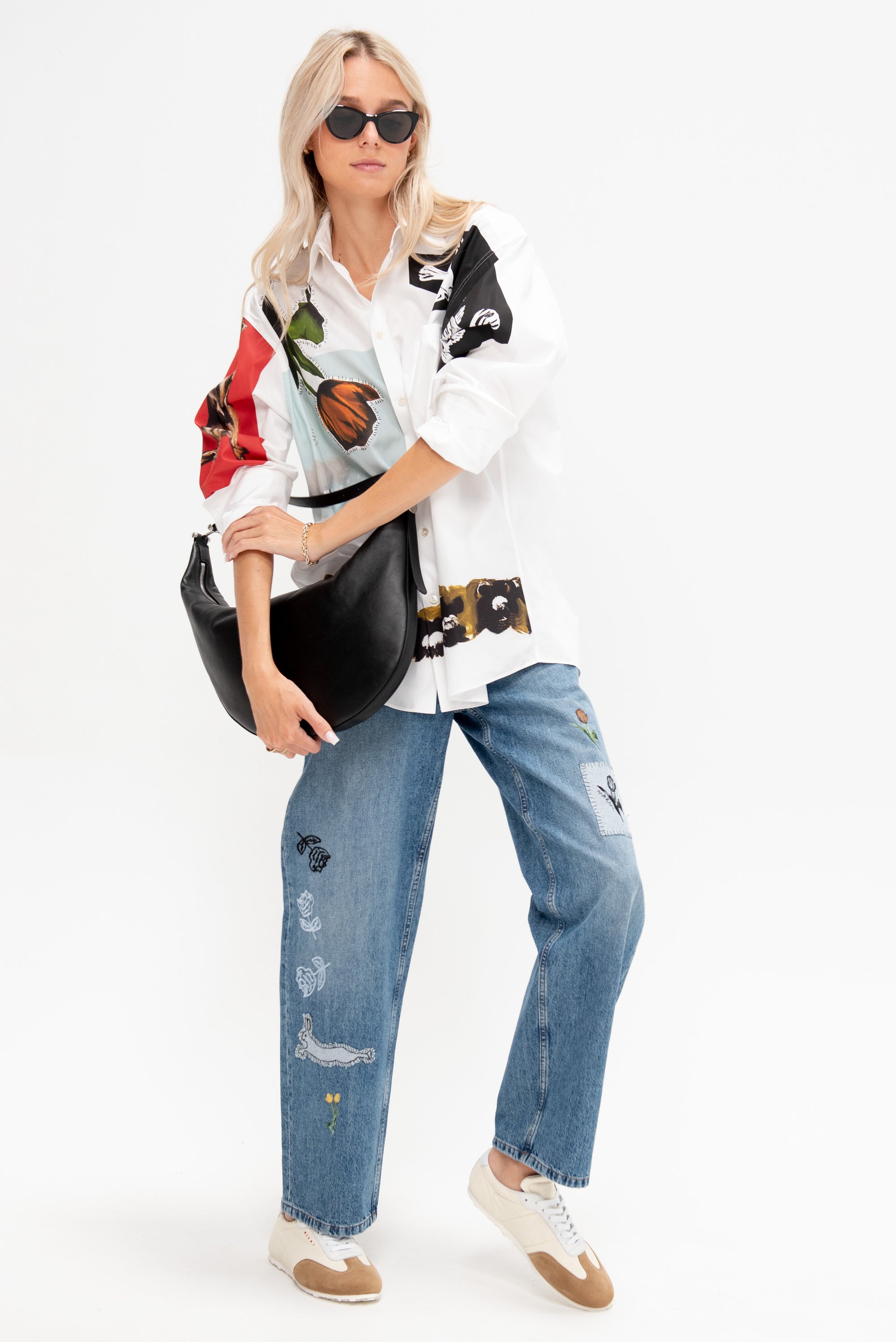 Embroidered Jeans, Azure