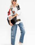 Embroidered Jeans, Azure
