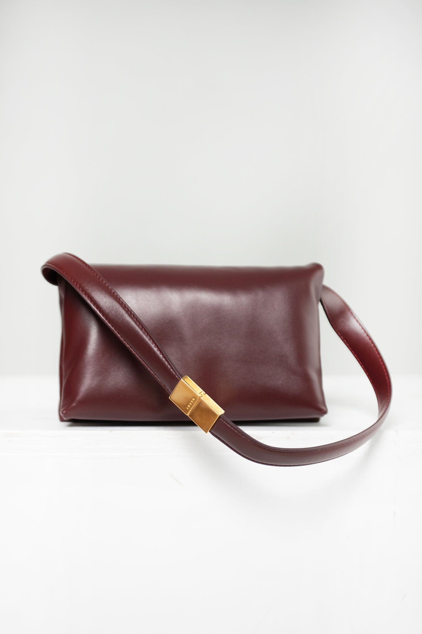 MARNI - Small Leather Prisma Bag, Dark Port