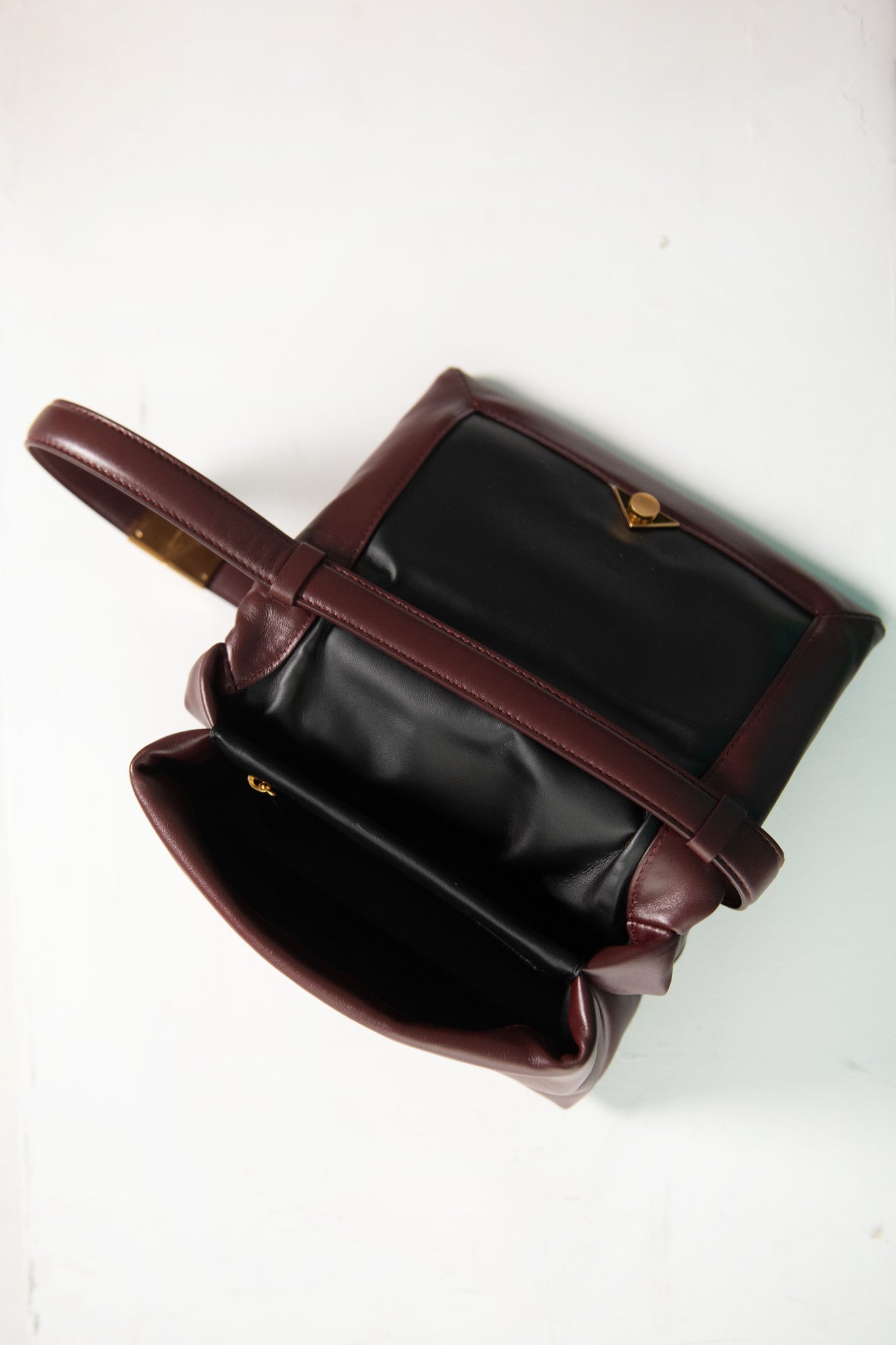 MARNI - Small Leather Prisma Bag, Dark Port