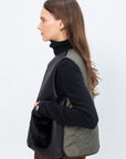 Cropped Aviator Vest, Black & Dark Olive