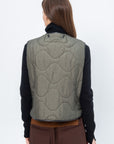 Cropped Aviator Vest, Black & Dark Olive