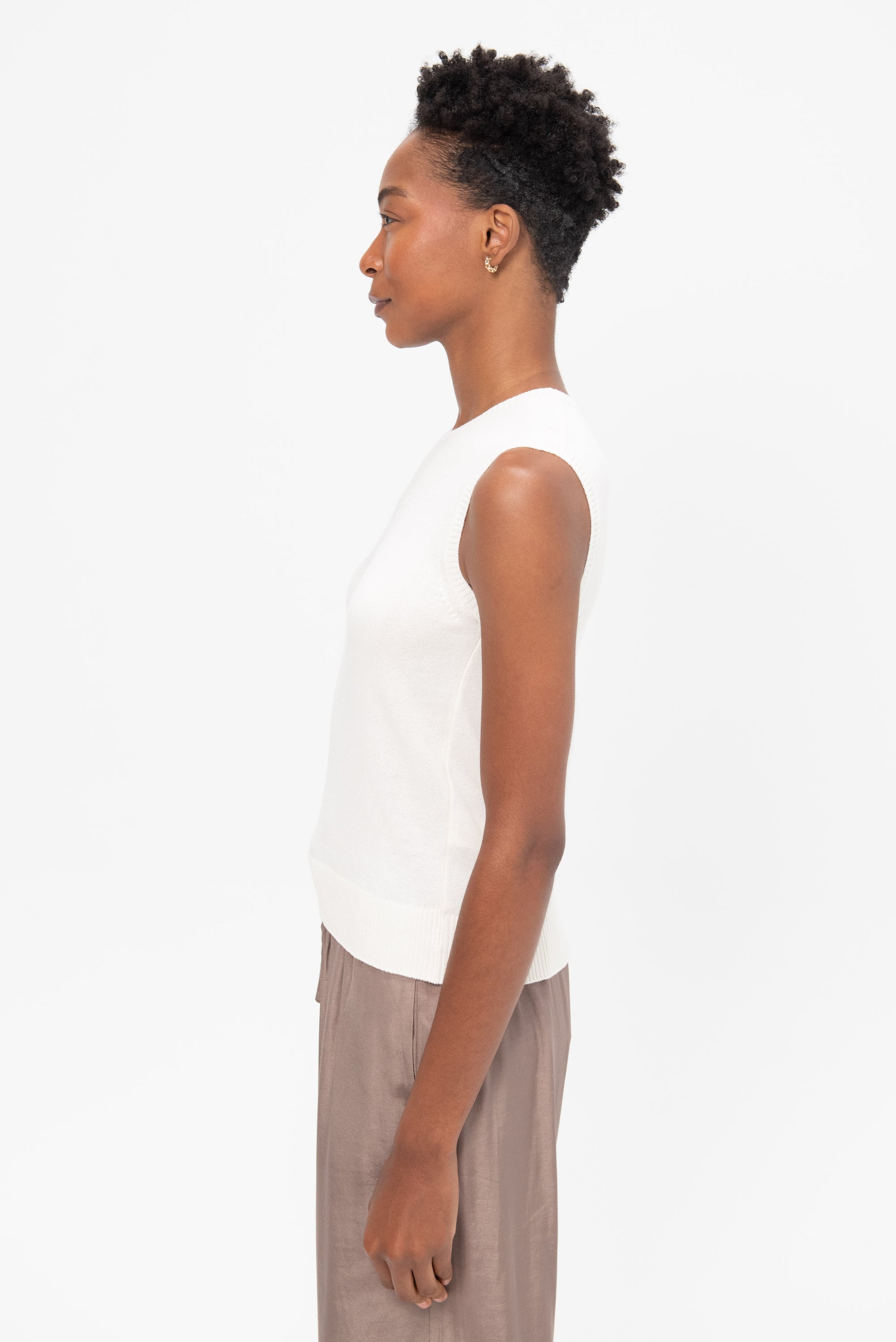 Cotton Blend Sleeveless Knit Top