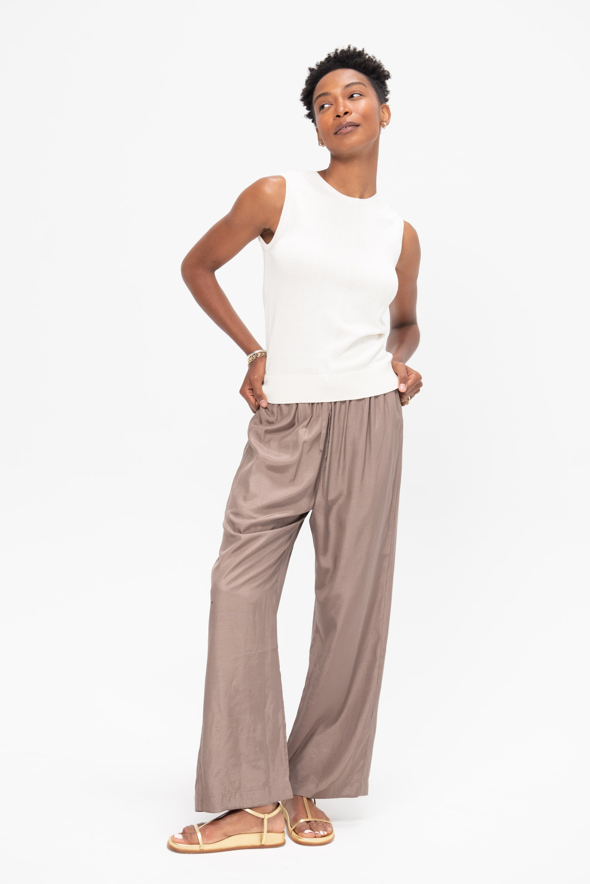 Cotton Blend Sleeveless Knit Top