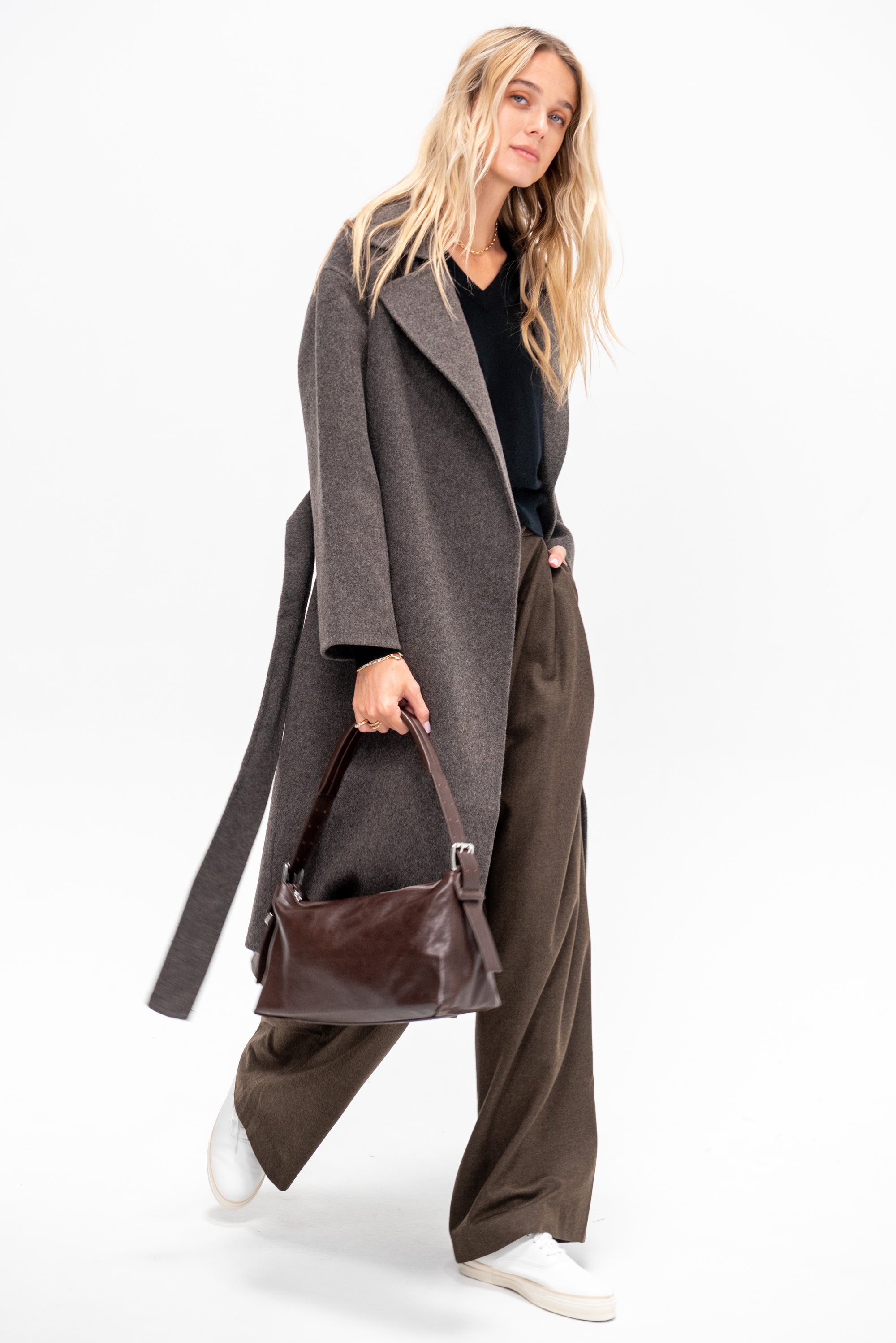 Handmade Belted Wool Coat, Brown