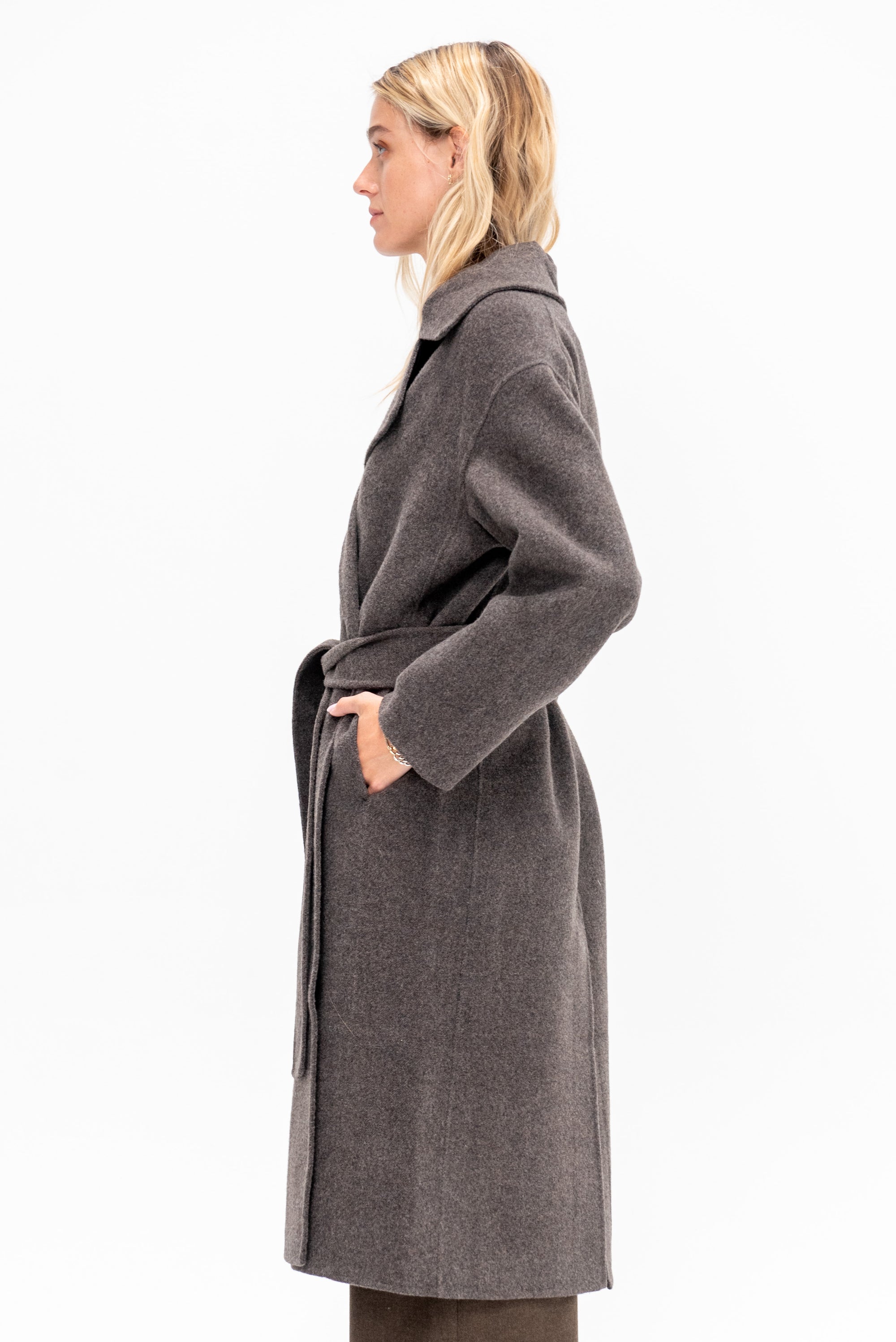 Handmade Belted Wool Coat, Brown