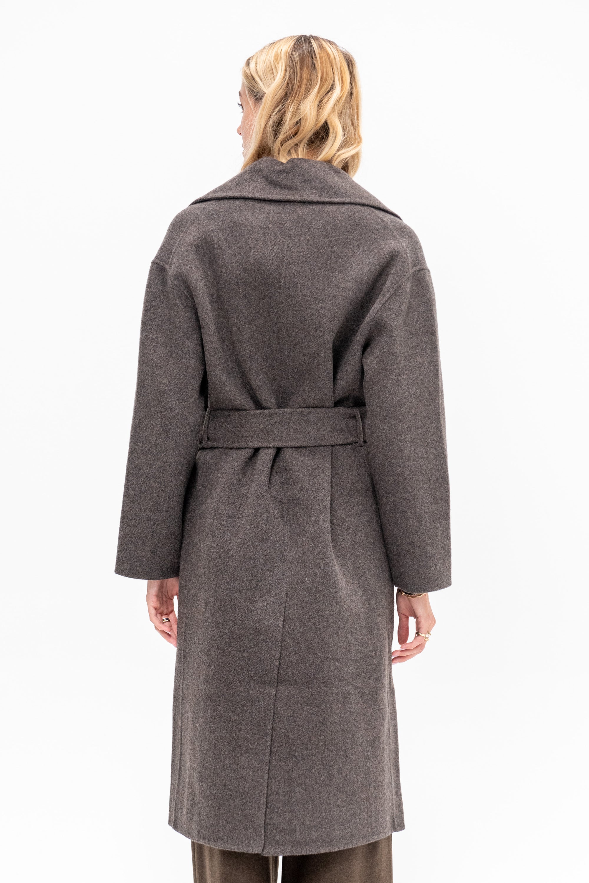 Handmade Belted Wool Coat, Brown