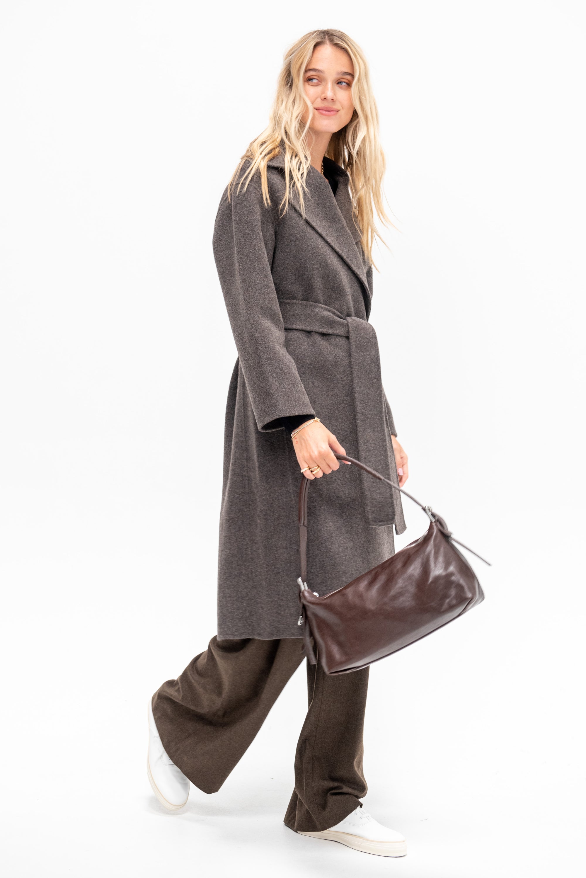 Handmade Belted Wool Coat, Brown