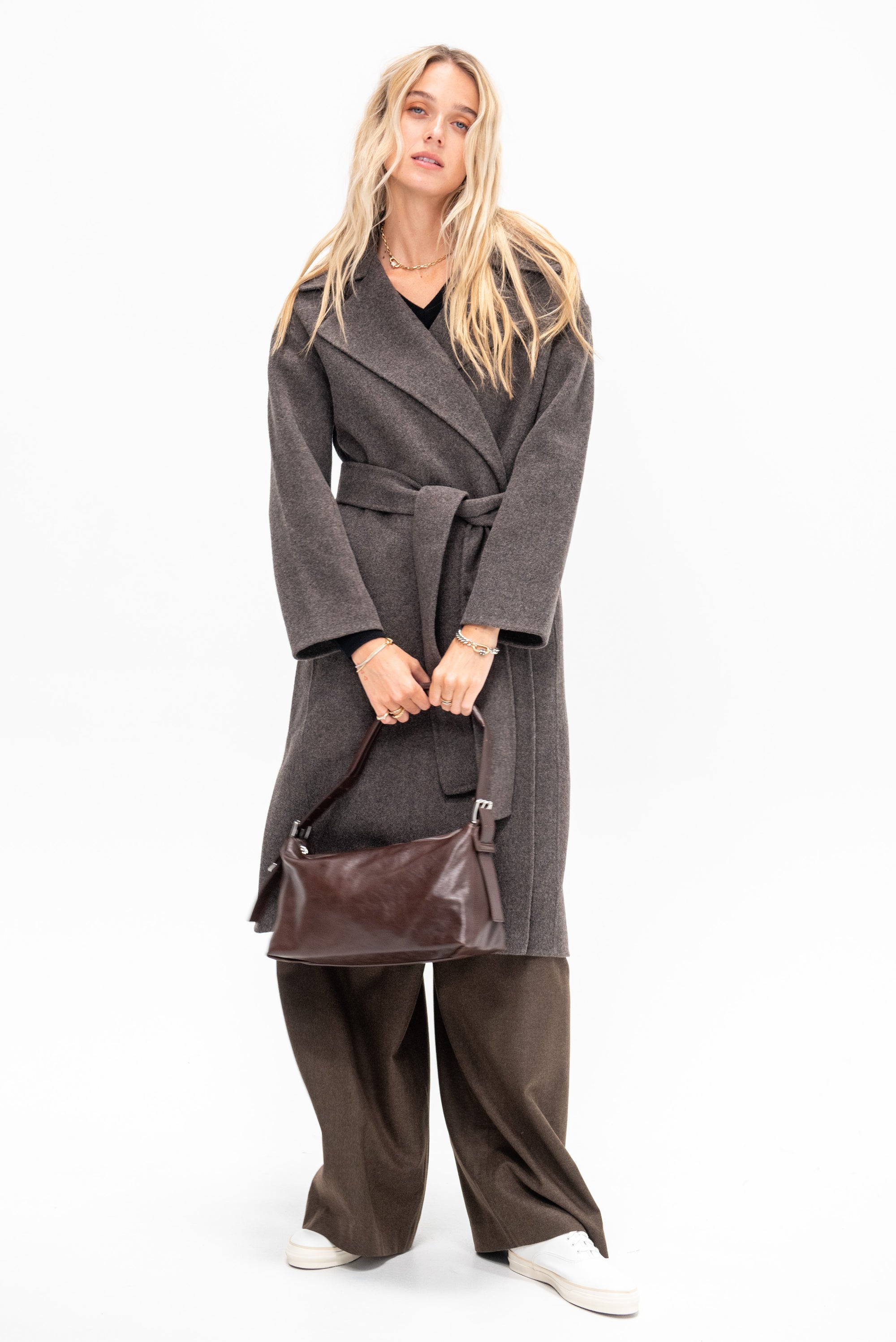 Handmade Belted Wool Coat, Brown
