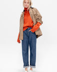 Contrast Collar Work Jacket, Dark Beige