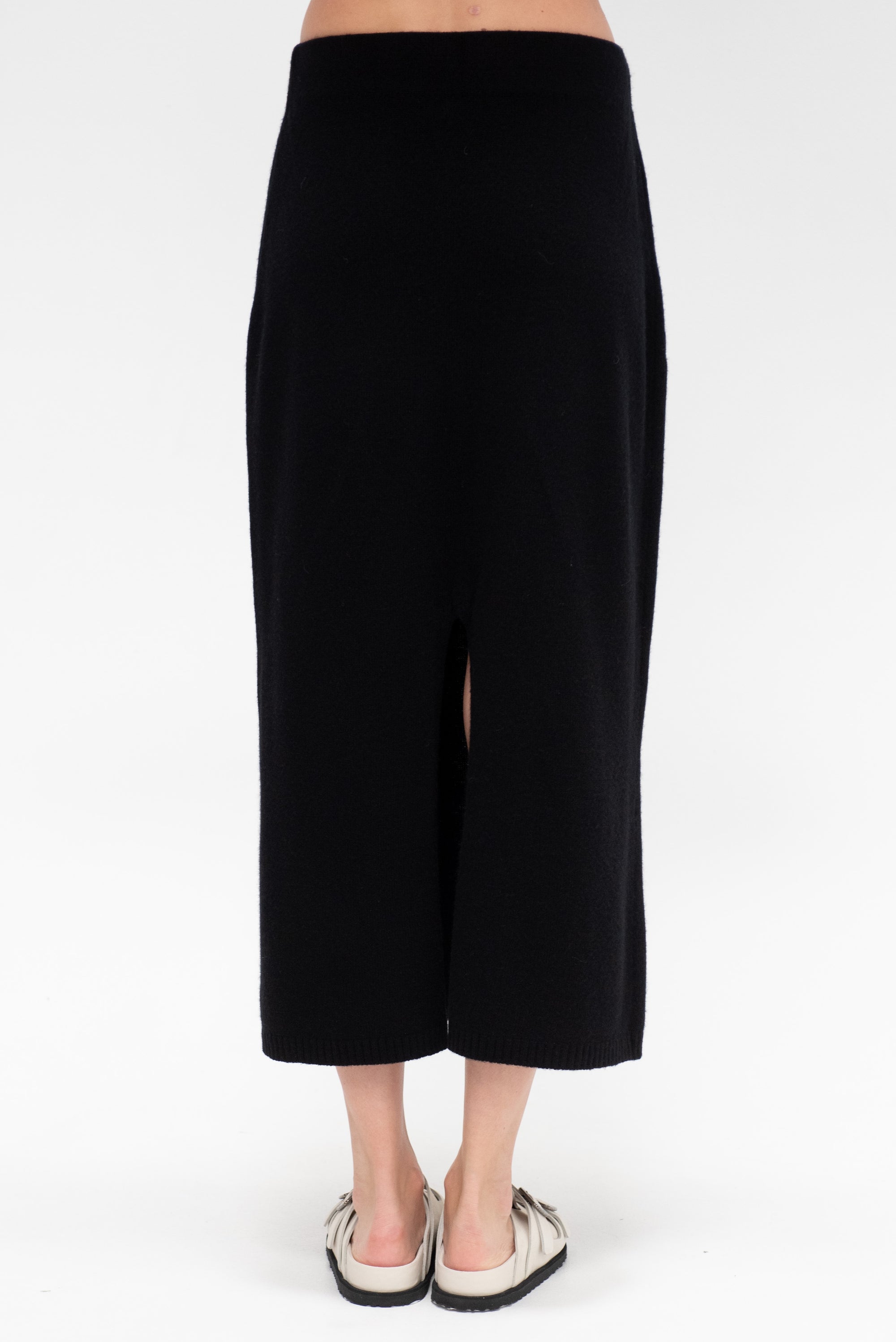 Cashmere Blend Knit Midi Skirt, Black