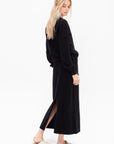 Cashmere Blend Knit Midi Skirt, Black
