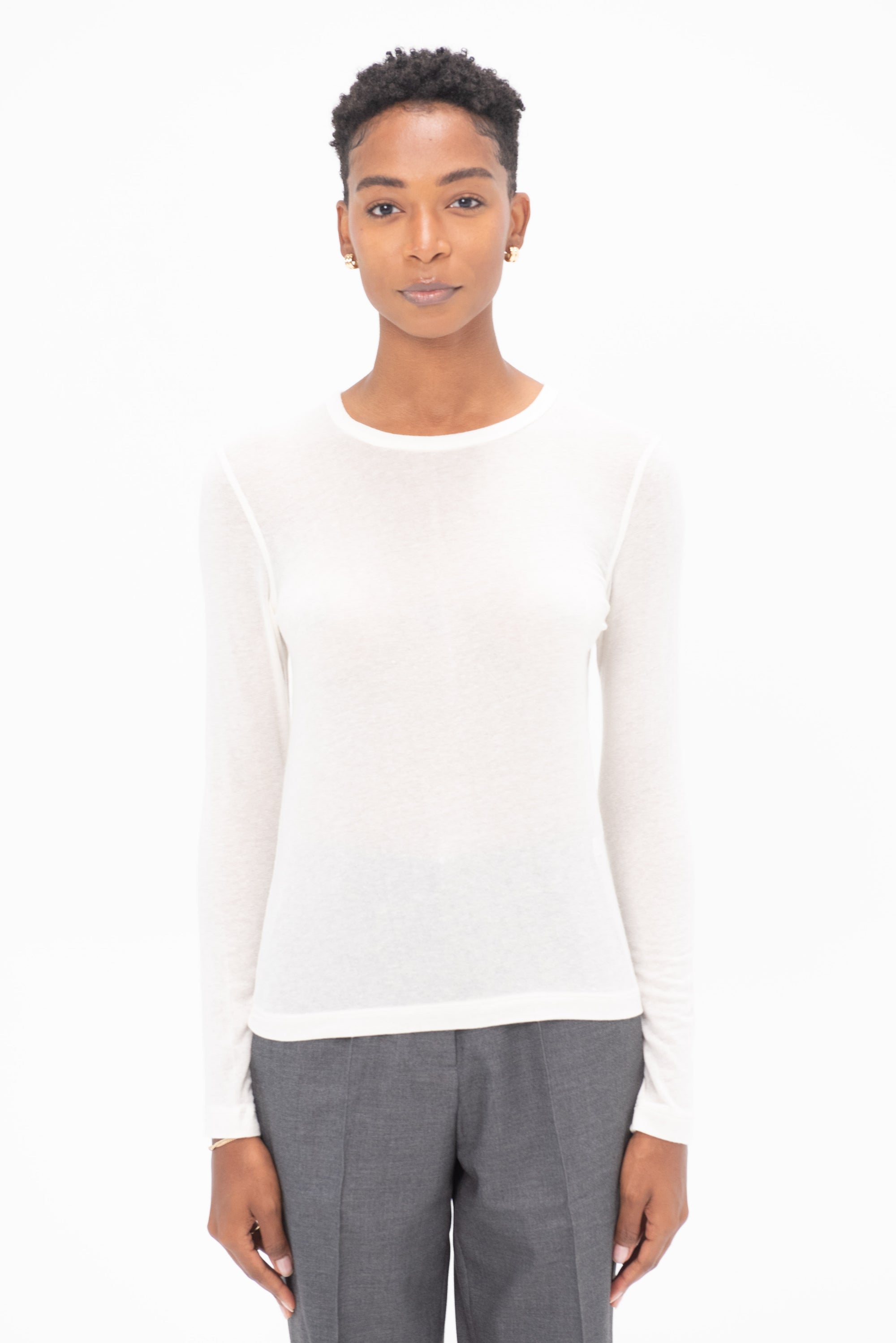 MIJEONG PARK - Wool Tencel Crewneck Top, Ivory