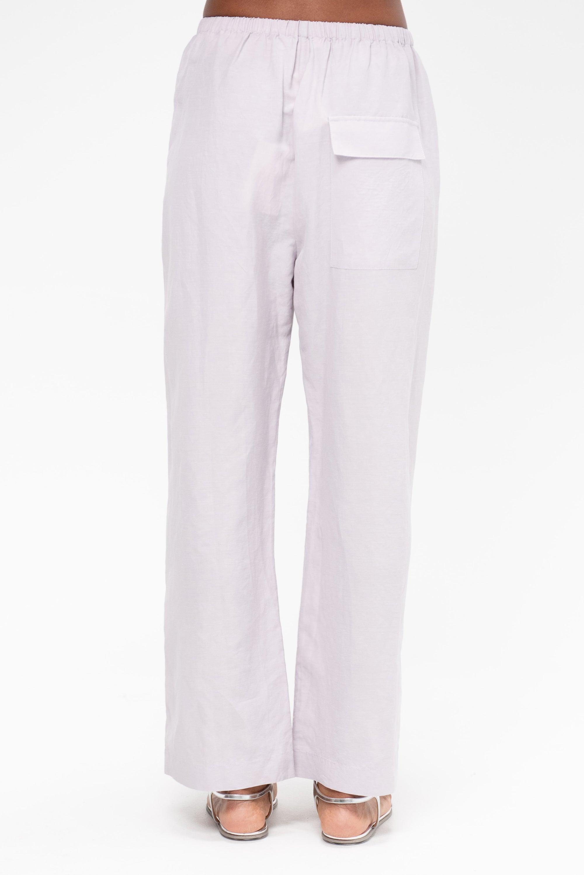 Silk Linen Drawsting Pants, Lilac