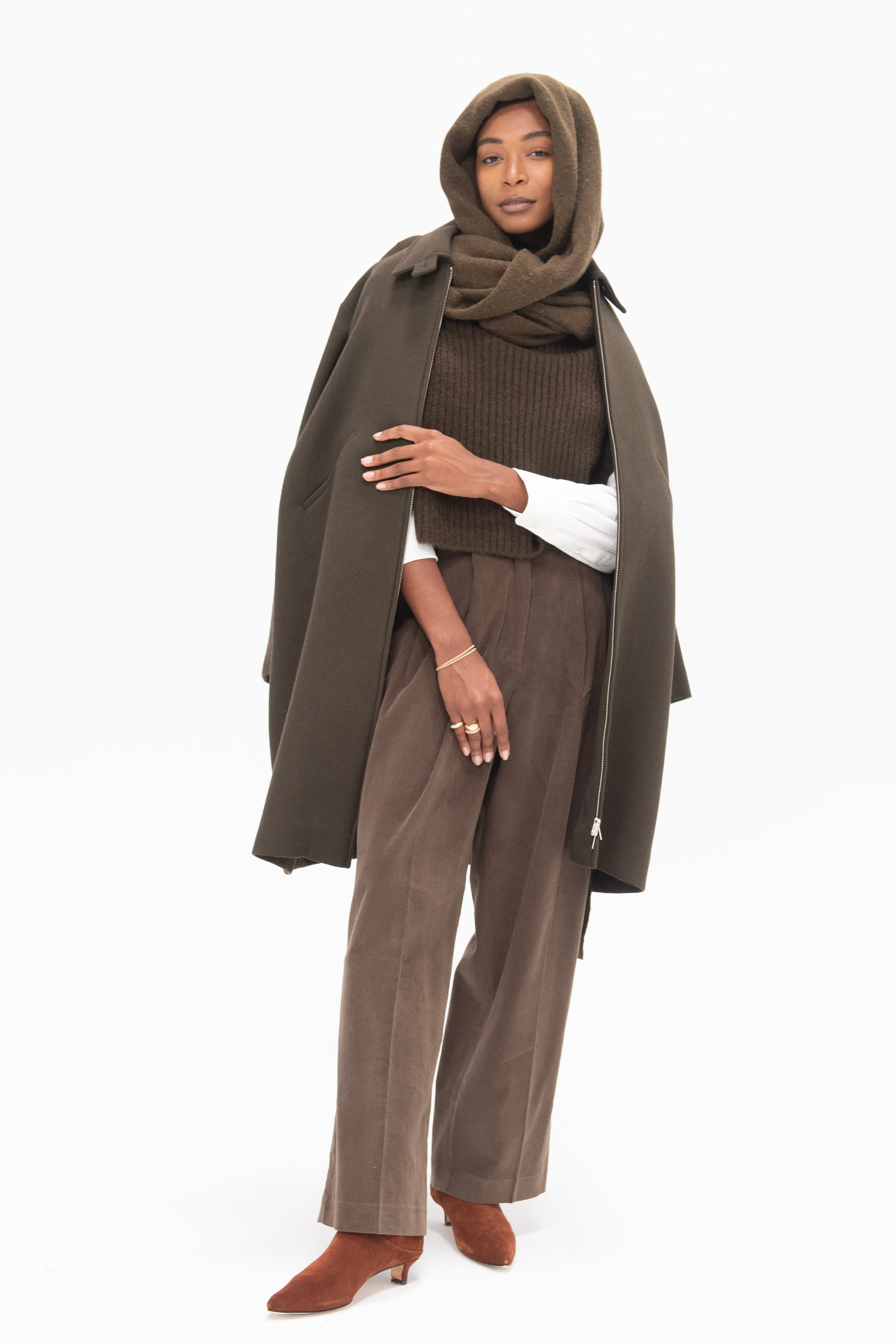 MIJEONG PARK - Alpaca Blend Knit Scarf, Brown