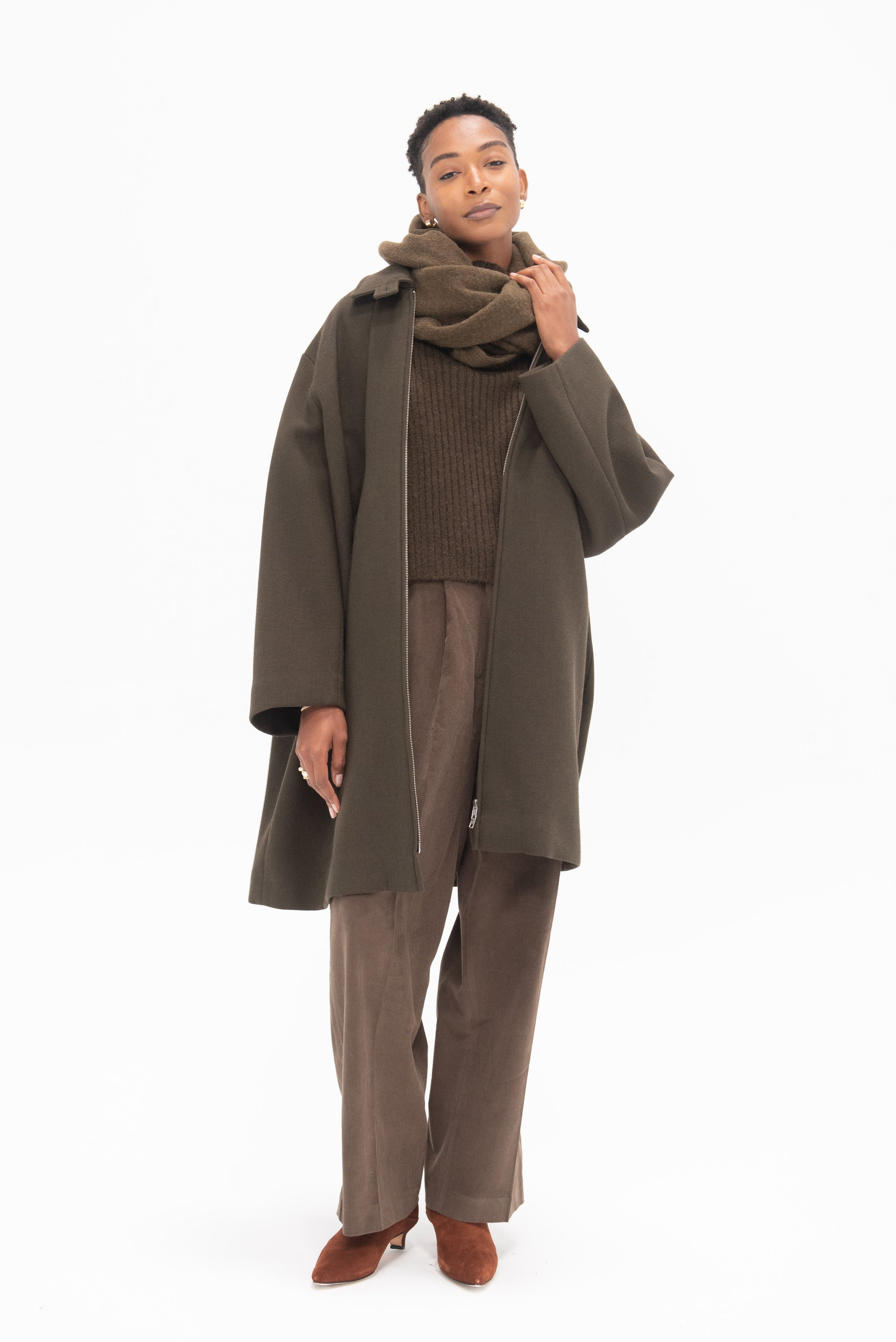 MIJEONG PARK - Alpaca Blend Knit Scarf, Brown