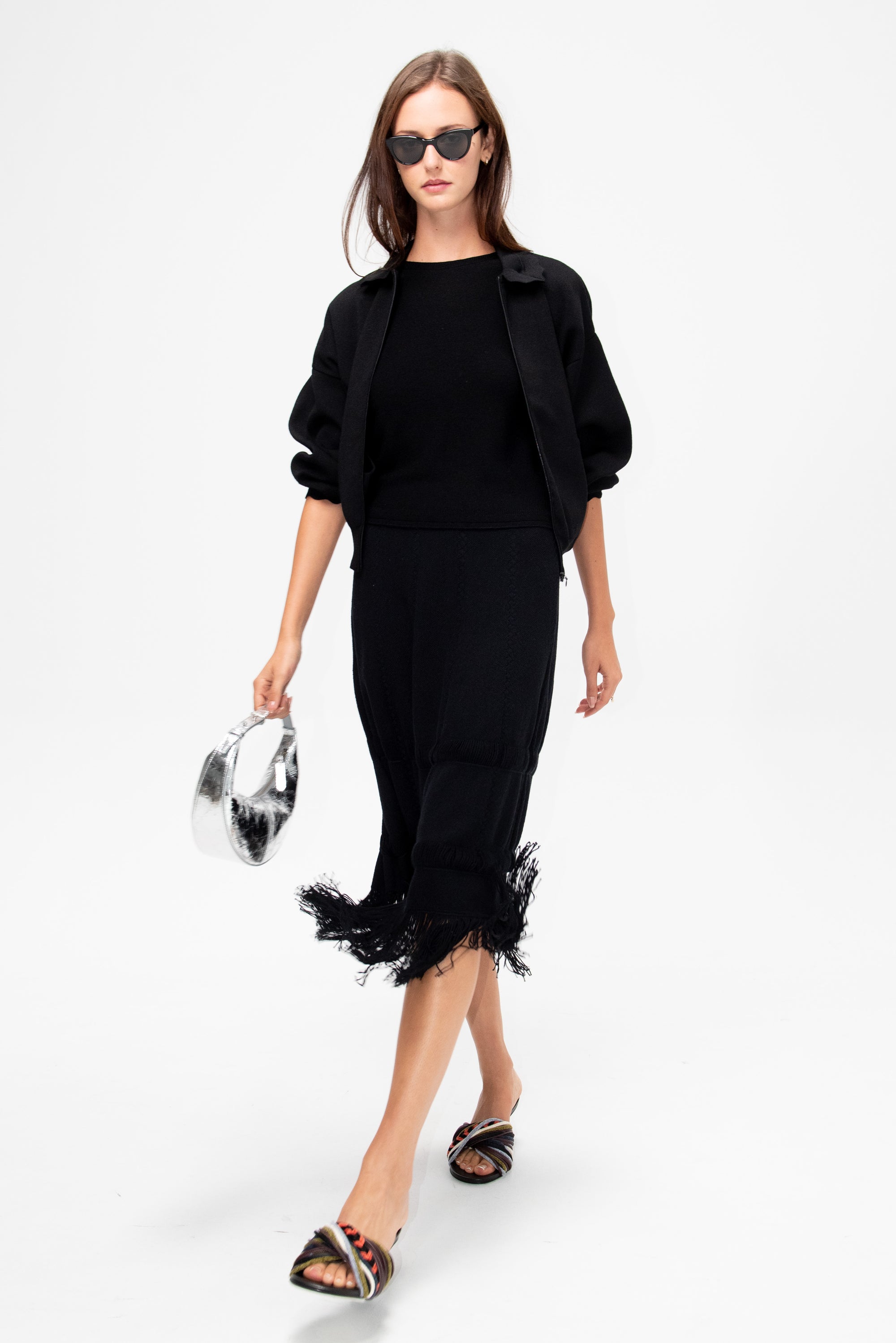 Ori - Fine Top with Elbow-Length Sleeves, Deep Black