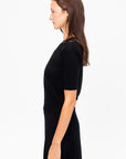 Ori - Fine Top with Elbow-Length Sleeves, Deep Black