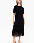 Ori - Fine Top with Elbow-Length Sleeves, Deep Black