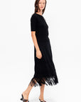 Ori - Fine Top with Elbow-Length Sleeves, Deep Black