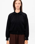 Diego - Knit Jacket Rick-Rack Edged Collar, Deep Black